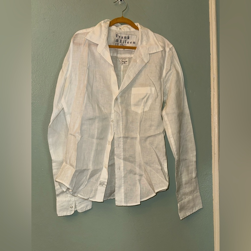 Frank & Eileen Crisp White Linen Shirt